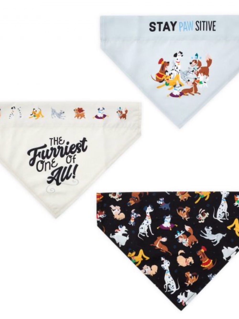 Disney Tails Dog Bandana Trio - Light Blue, Cream, Black
